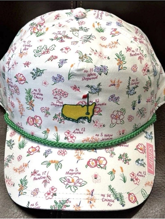 Masters Accessories - Masters White Floral Cap with Green Rope and Yellow Logo